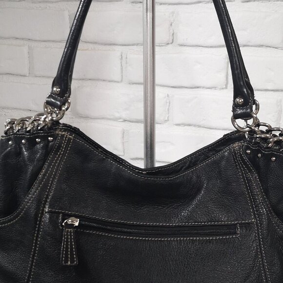 Tignanello Ladies Black Genuine Leather Fully Lined Zipper Closure Handbag - Picture 5 of 12